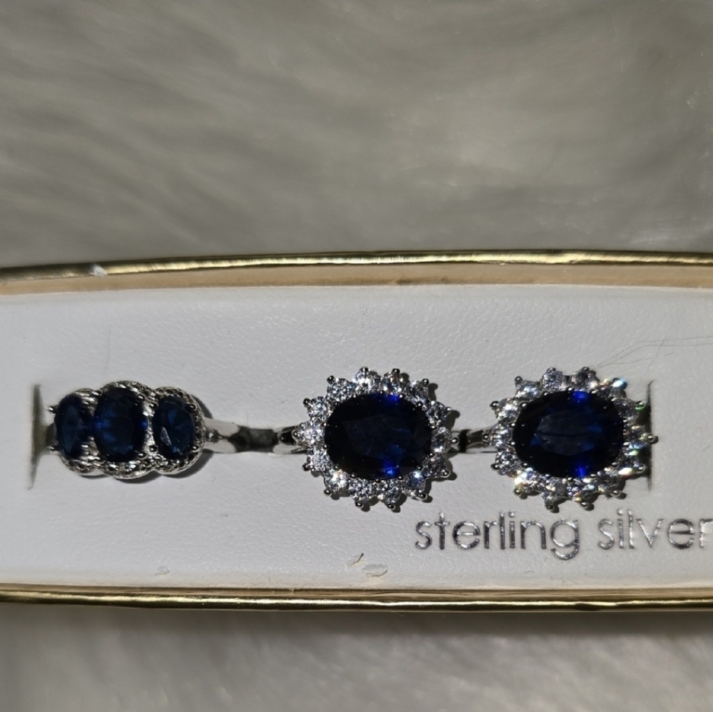 Isbella Silver Ring SET with Lab created Sapphires